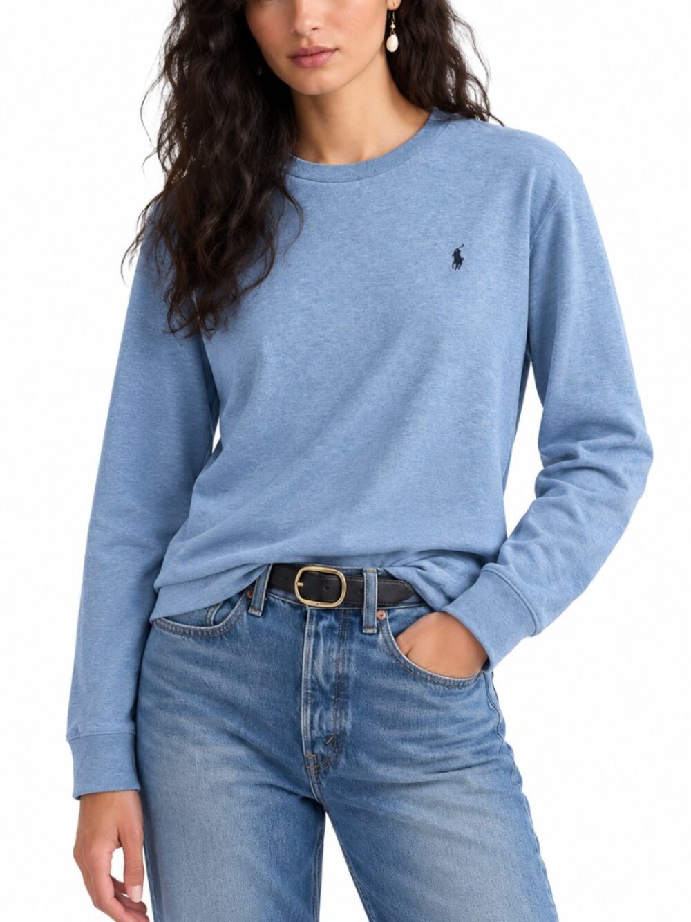 Polo Ralph Lauren Light Blue Cotton Blend Jersey Long Sleeve T-Shirt (Size M)